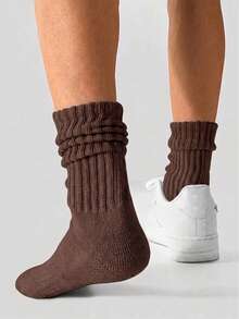 1/5 Pairs Women's Solid Color Warm Cute Slouch Socks, Sweet Fashion, Suitable For Autumn/Winter Daily, Home, Holiday Gifts - Multicolor - View 2