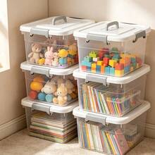 4PCS Clear Plastic Storage Boxes With Lids Stackable Box Home Office Kitchen - 4pcs - View 9