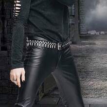 1pc Unisex Black Studded Belts, Punk‑Inspired Design Adorned With Fashionable Stud Embellishments And Multi-Row Eyelet Holes - ZD01 02 - View 7