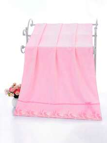 Pink Lace Edge Bath Towel Set, Daily Use Hand Towel,Face Towel,Wash Cloths,Bath Towel,Coral Fleece Soft Aborsent Quick Dry Towel,Bath Room Decoration, , Bathroom Decor - Lace Trim - Pink - View 14
