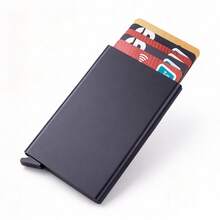 Ultra-Thin Metal Card Holder Wallet, Automatic Pop-Up Card Case, Unisex, RFID Blocking Credit Card Wallet, Minimalist Pocket Card Holder, Compact Front Pocket Wallet - Multicolor - View 5