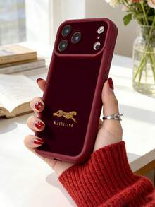 1 buah Casing Ponsel Motif Leopard Emas dengan Nama Kustom, Kompatibel dengan dan Apple 18ProMax/Duo/17ProMax/16Pro/15/14Plus/13Pro/12ProMax/11/XsMax/8/7Plus, Aksesoris Ponsel TPU Burgundy dengan Tepi Tebal, Perlindungan Lensa Penuh Silikon Anti Jatuh, Casing Pelindung Premium - Burgundy - View 6