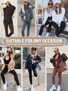 3 Pairs Women Fall High Waist Tights, Soft Stretchy Slim Fit Black Tights, Solid Color Basic Daily Workout Leggings - Multicolor - View 7
