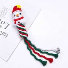 6PCS Christmas Dog Squeaky Toys, Xmas Pet Rope Plush Chew Toys Set, Holiday Puppy Teething Interactive Toys For Small Medium Dogs - Multicolor - View 12