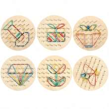 New Children's Educational Wooden Round Creative Geometric Peg Board, Versatile Early Learning Development Toy, Kindergarten And Primary School Teaching Aid, Rubber Band Shape Construction Toy, Christmas Gift - Multicolor - View 12