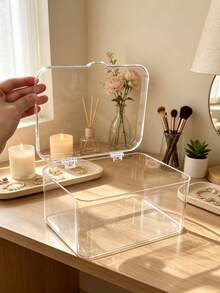 1pc Transparent Dust-Proof Flip Cover Storage Box, Suitable For Hair Clips, Headbands, Elastic Bands, Desktop Organizer, Stackable Drawers, Applicable For Vanity, Bathroom, Gift For Girlfriend,Room Decor, Minimalist - View 7