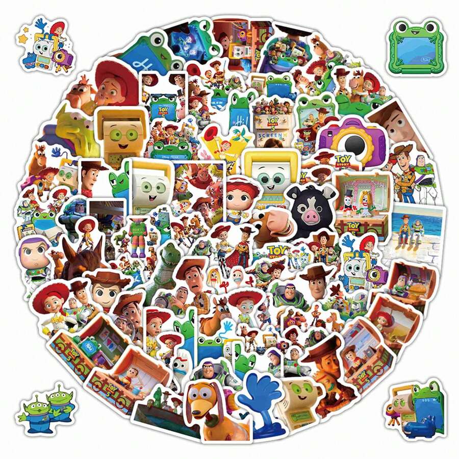 1set/102pcs Fun Sticker Pack With Many Movie Characters. Easy Peel, No Residue. Perfect For Skateboards, Laptops, Helmets, Kids Crafts And Gift Wrapping.(Stochastic Style) - Multicolor - View 1