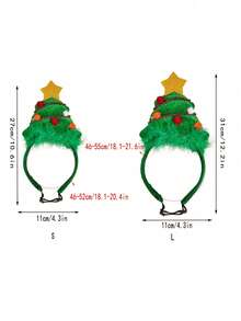 Festive Christmas Tree Dog Headband, Adjustable Pet Xmas Decor Headpiece, Holiday Party Accessory Fits Large Dogs - Multicolor - View 3