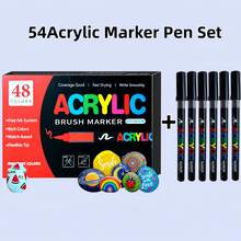 13-66 Colors Acrylic Paint Markers Set,Brush Tip And Soft Tip,Painting On Stone,Wood,Calligraph,A Holiday Gift For Friend And Students ,Back To School - Multicolor - View 10