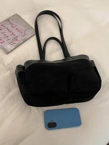 Women's Casual Fashion Versatile Commuter Shoulder Bag Tote Bag - Black - View 3