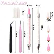 Diamond Painting DIY Drill Picking Tool Set - 2pcs Drill Pens, 2 Pairs Tweezers, 4pcs Pen Tips - Suitable For Rhinestones, Gemstones, Diamond Style Decoration - View 5