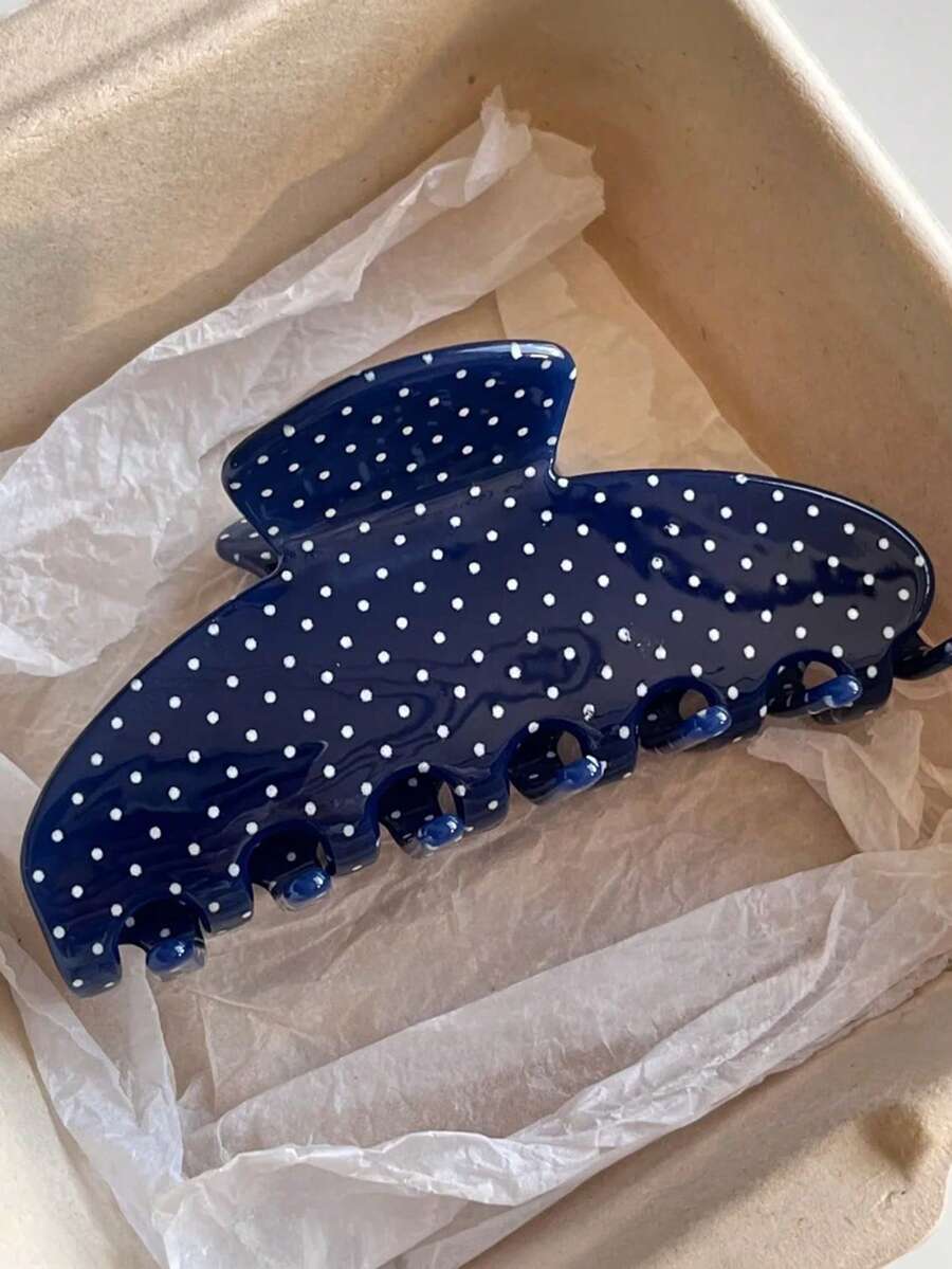 1pc Polka Dot Semi-Circular Hair Clip, Minimalist Versatile Commuter Hair Accessory For Autumn/Winter - Multicolor - View 1