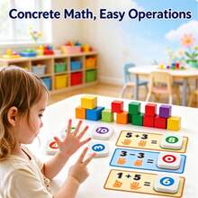 1PC-Montessori Math Manipulatives For Preschool, Addition & Subtraction Within 10, Finger Counting Flash Cards With Number Tiles, Educational Learning Toy For Kids 3+ Years Old - Multicolor - View 2