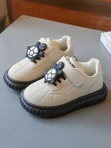 1 Pair Kids Cute Cartoon Hook-And-Loop Slip-On Shoes, Soft Sole Anti-Slip Casual Shoes, All Season - Beige - View 4