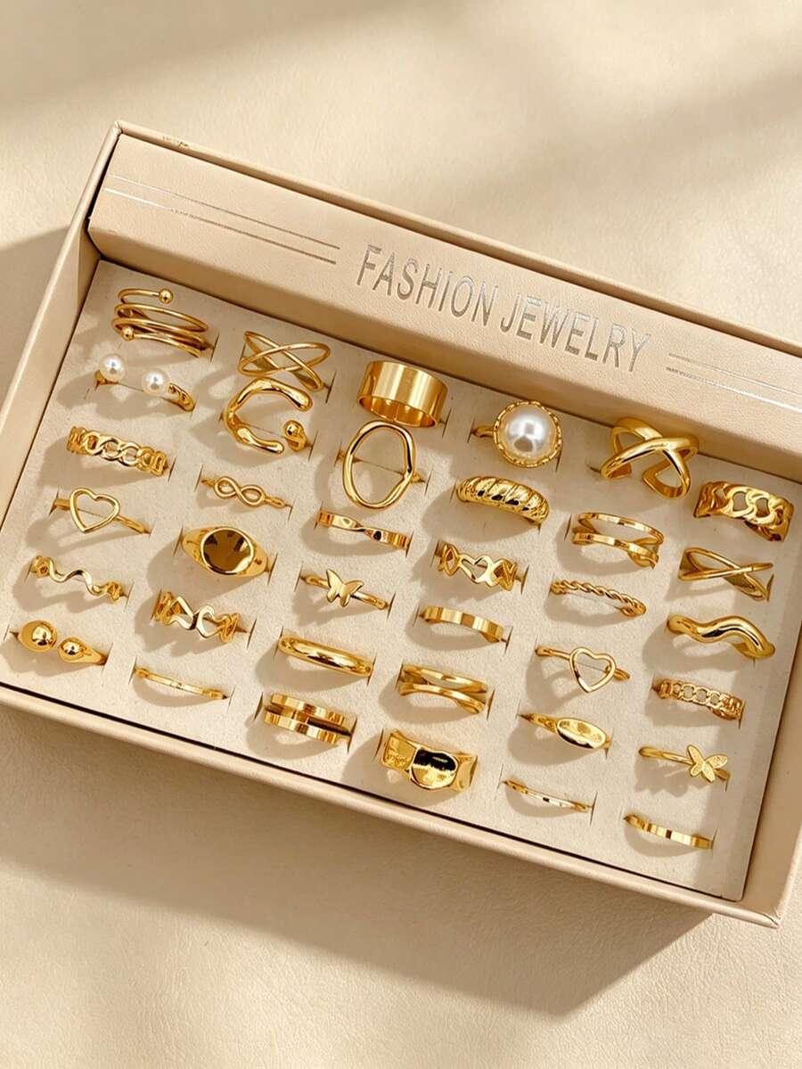 30pcs Snake & Heart Women's Ring Set, Elegant Luxury Multi-Piece Finger Rings For Party, Vacation, Daily Wear, Fashion Jewelry Gift, Random Style