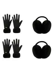 2 Pieces Winter Ear Muffs And Gloves Set, Includes 1 Pair Of Warm Ear Muffs And 1 Pair Of Warm Plush Gloves, Perfect For Winter Use For Women - Plush Gloves + Earmuffs - View 17