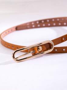 1pc Women's Casual Versatile Thin Belt With Buckle, Premium PU Material - Pin Buckle Belt - View 8