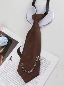 1pc Chain Slouchy Tie, Suitable For Casual Streetwear, Daily Wear, College Style Shirts - Multicolor - View 6