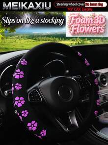 MEIKAXIU New Car Steering Wheel Cover Without Elastic Band And Inner Ring, Comfortable High Elasticity Fabric 3D Foam Flower Design, Anti-Slip Adsorption Car Decoration For Women - Foam Flower Style - View 13