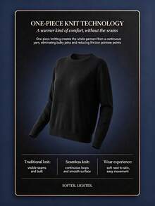 Women's 100% Merino Wool Sweater Autumn Winter Long Sleeve Women's Crewneck Sweater Warm Soft Knitted Pullover Autumn Outfit For Women Winter Clothes - Black and White - View 4