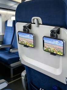 1pc Adjustable Airplane Phone Holder Clip - 360° Rotating Travel Phone Stand, Travel Essential, Holiday Essential, Suitable For Table Tray, Portable And Durable, Phone Accessory - Multicolor - View 5
