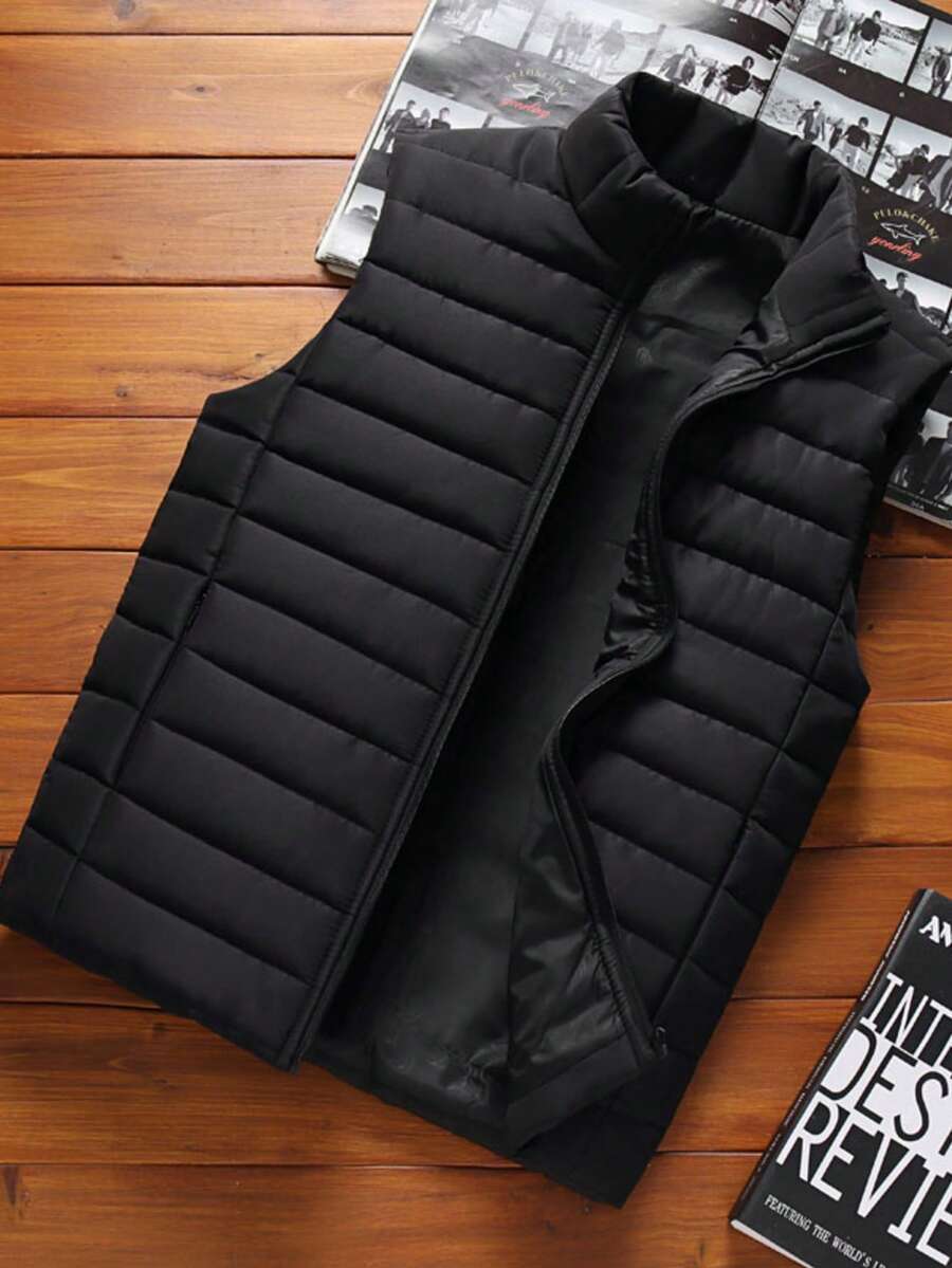Men's Christmas Gift Zipper Front Winter Vest Jacket: Casual Cool Outdoor Sports Gift, Suitable For Family And Friends