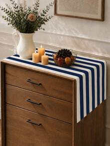 1pc,Bohemian Style,Minimalist Striped Table Runner,Microwave Dust Cover,Protective Cover,Rectangular Tablecloth,Washable,Suitable For Home Dinner,Coffee Table,Kitchen And Dining Room Decor,Dining Table Decoration Party And Scene Decor,Home Decor,Outdoor Patio Table Runner Decor,Entryway Decor,Fireplace Cover - Navy Blue - View 11
