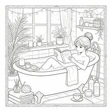 1 Adult Coloring Book Cozy Girl Daily Life Coloring Book, 24 Pages Relaxing Home Scenes Coloring Pages, Suitable As Birthday And Holiday Gift For Women And Girls - Floral Girl - View 6