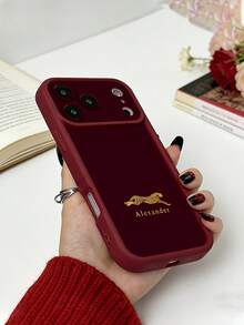 1 buah Casing Ponsel Motif Leopard Emas dengan Nama Kustom, Kompatibel dengan dan Apple 18ProMax/Duo/17ProMax/16Pro/15/14Plus/13Pro/12ProMax/11/XsMax/8/7Plus, Aksesoris Ponsel TPU Burgundy dengan Tepi Tebal, Perlindungan Lensa Penuh Silikon Anti Jatuh, Casing Pelindung Premium - Burgundy - View 5