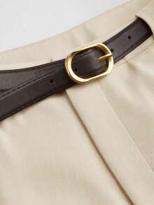 Women's Versatile Minimalist Wide Leg Pants, High Waist Commuter Slimming Straight Trousers Spring, Work To Weekend - Apricot - View 3