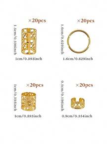 80/40pcs Gold/Silver Dreadlock Beads Set, Adjustable Hair Accessories, Suitable For Women And Girls Braiding - Multicolor - View 11