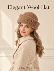 Solid Color 3D Flower Decor Elegant Beret - Adjustable - View 1