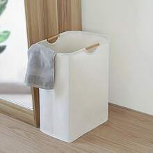1pc Travel Storage Bag, Foldable Laundry Basket With Handle - Sturdy Rectangular Design, Portable Clothes Organizer Box, Suitable For Dirty Clothes, Fits Bathroom And Various Rooms - Beige - View 5