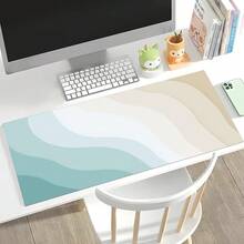 1pc Multi-Size Computer Mouse Pad, Extra Large Office Laptop Keyboard Pad, High Quality High Aesthetic Desk Mat, Desktop Protector, Suitable For Home, School And Classroom Writing, Learning, Computer Office Desk - Rainbow Wave - View 2
