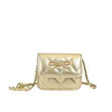 Girls' Quilted Bow Mini Crossbody Bag, Shiny Metallic Chain Small Square Purse, Cute Princess Coin Pouch - A - View 6