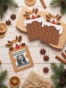 12/6/1pc Reindeer Chimney Christmas Cash Gift Storage Bag, Paper Money Envelope, Holiday Party Favor And Tabletop Decoration, Suitable For Family, Kids And Friends - Multiple Styles - View 6