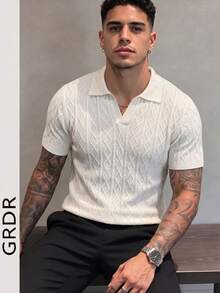 GRDR Men's Summer Knit Polo Shirt, Suitable For Outdoor Activities, Essential For Fashionable Outfits - White - View 3