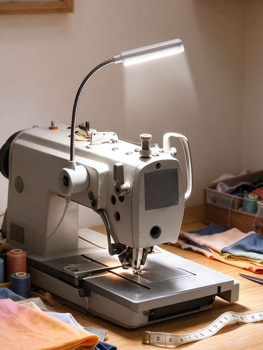 1pc USB Powered Sewing Machine LED Light, White Color With Strong Magnetic Base And Flexible Gooseneck, 30 LED Beads, Sewing Light Suitable For Sewing Machines, Workbenches And Industrial Flat Bed Machines