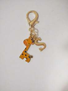 1PC Cute Giraffe Initial Keychain Pendant, Animal Theme With Golden Letter Decoration. Name Initial Keychain, Cute Accessory Suitable For Men And Women. Backpack Keychain Accessory, Great Gift For Boyfriends, Girlfriends, Classmates And Family, Small Party Favor - Multicolor - View 30