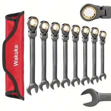 72-Tooth Flexible Head Ratchet Wrench Set, Adjustable Open-End And Box-End Combination Wrench, Thickened Chrome Vanadium Steel Repair Tool For Automotive Narrow Spaces, Men's Tools - 72-tooth Flexible Head Ratchet Wrench Set - View 1