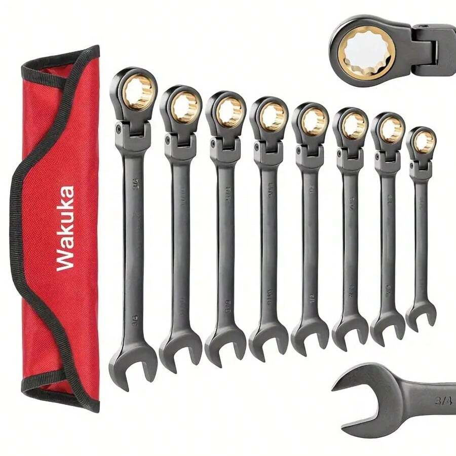 72-Tooth Flexible Head Ratchet Wrench Set, Adjustable Open-End And Box-End Combination Wrench, Thickened Chrome Vanadium Steel Repair Tool For Automotive Narrow Spaces, Men's Tools - 72-tooth Flexible Head Ratchet Wrench Set - View 1