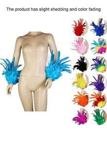 1pc Feather Cuff Feather Armband Leg Ornament Wristband, Suitable For Carnival Party Cosplay Stage Performance Accessory Costume - 1 Piece Solid Color Bracelet - View 2
