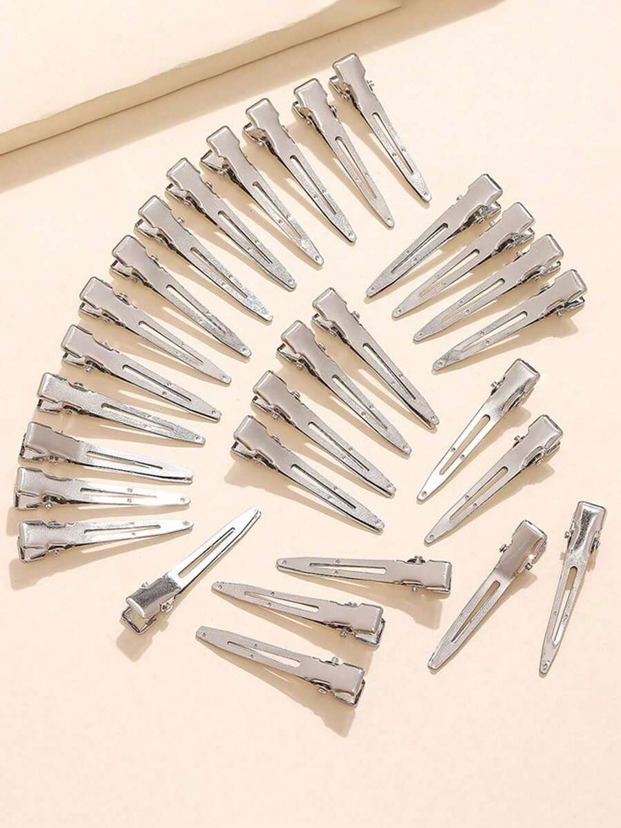 35 Pcs/5 Pcs Women's Simple Fashion Cute Casual Street Style Silver Hollow Hair Clips, Suitable For Daily Salon Styling Hair Accessories - Silver - View 1