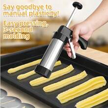 22pcs Stainless Steel Cookie Press And Churro Maker Tool Set. Easy To Operate And Clean, Allowing You To Easily Make Delicious Churros. Also Suitable For Making Cookies, Cream Cakes And Other Desserts, An Essential Tool For Home Baking. - Multicolor - View 8