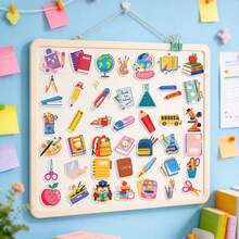 50pcs/Set Cartoon Learning Element Sticker Set, Back To School Decals For Journal, Card Making & DIY Projects - Multicolor - View 5