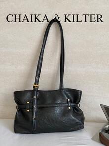 CHAIKA & KILTER 1件 PU布料托特包 女款復古時尚單肩包 雙手柄設計 拉鍊開合 飾帶裝飾 適合日常與街頭使用 - 黑色 - 查看 9