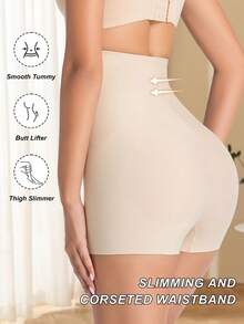 New Fashionable & Comfortable High Waist Shaping Seamless Tummy Control Panties, Butt Lifting Slimming Shorts For Women - Apricot - View 4
