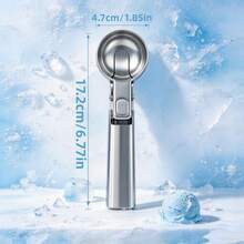 1pc Ice Cream Scoop Metal Spring Release Scoop, Fruit Ball Maker Tool, Suitable For Home, Dessert Shop, Ice Cream Shop - Silver - View 10