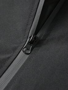 Men's Hooded Jacket, Corduroy Patchwork, Drawstring Hood And Zipper Design, Long Sleeve - Black - View 6