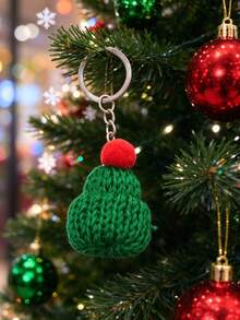 Christmas Hat Keychain, Knitted Christmas Hat Pendant, Christmas Party Gift, Christmas Tree Pendant - Christmas Hat - View 4